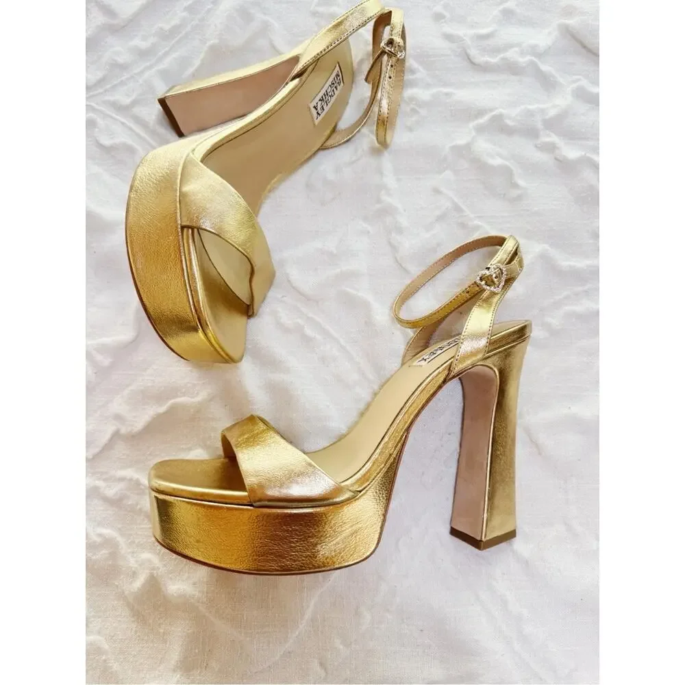 Badgley Mischka Caia 125MM metallic Platform Sandals Size 8.5
